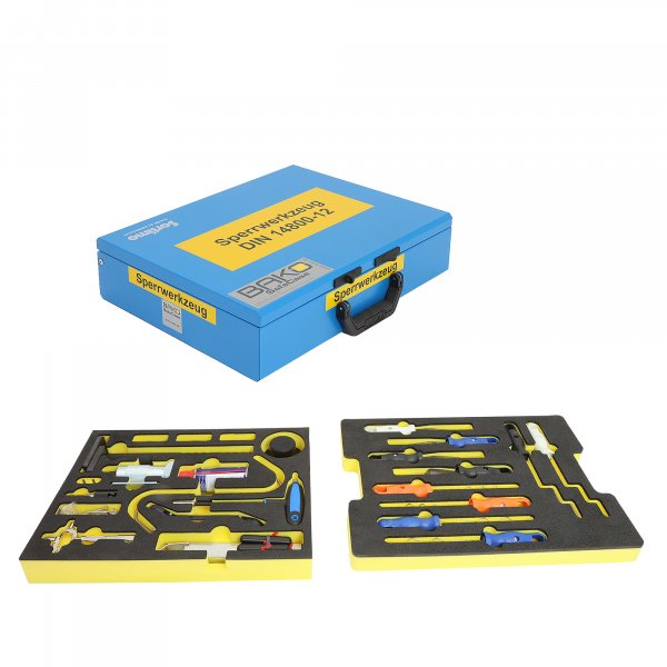 BAKO WORX locking tool set according to DIN 14800-SWK, fully equipped in a Sortimo case with foam inlays
