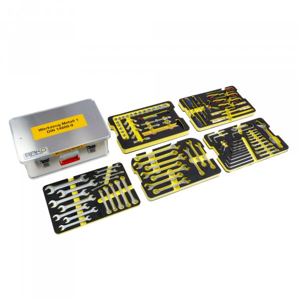 BAKO WORX tool case metal 1 according to DIN 14800-WKM 1, fully equipped in a SafeCase with a foam inlay