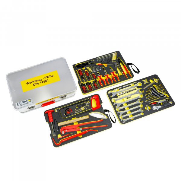 BAKO WORX tool case hand tools according to DIN 14881-FWKa, fully equipped in a SafeCase with a foam inlay