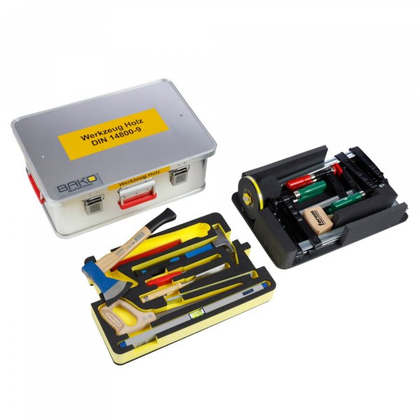 BAKO WORX tool case wood according to DIN 14800-WKH, fully equipped in a SafeCase with a foam inlay
